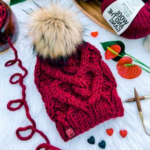 He Loves Me Knot Beanie in Red WAK The Wool